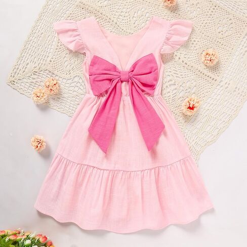 GRNSHTS Toddler Girls Dress Ruffle Sleeveless Backless Bowknot Kids Baby Casual Dresses in Kuwait