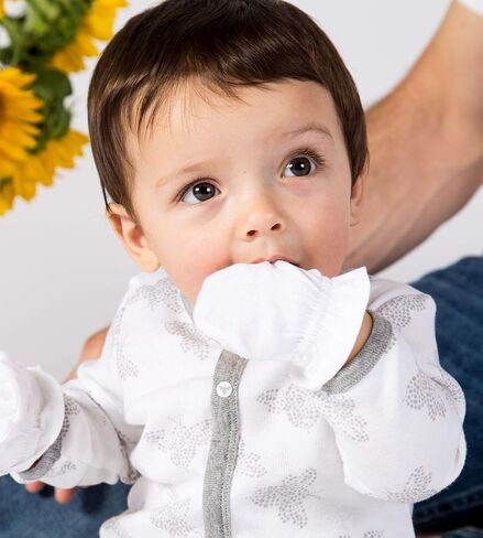 Burts Bees Baby Unisex Baby Mittens, 100% Organic Cotton, 3-Pack Solid Color Infant Scratch Protection Mitts in Kuwait