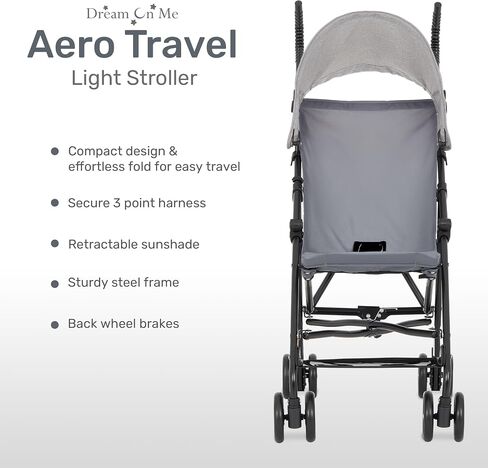 Dream On Me Aero Travel Lightweight Umbrella Stroller, Easy to Fold and Carry Travel Stroller, Adjustable and Removable Canopy in Saudi Arabia