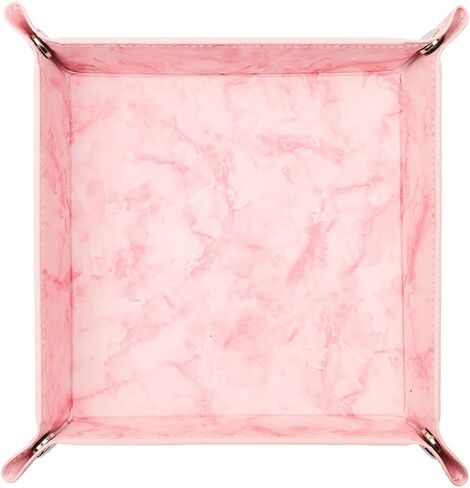 منظم تخزين سطح المكتب من siduater Valet Tray - صينية من الجلد النباتي بجانب السرير وحامل العلبة منضدة لجهاز التحكم عن بعد، والساعة، والمفاتيح، والهاتف، والمحفظة، والعملة المعدنية، والمجوهرات، باللون الوردي الحجري in Kuwait