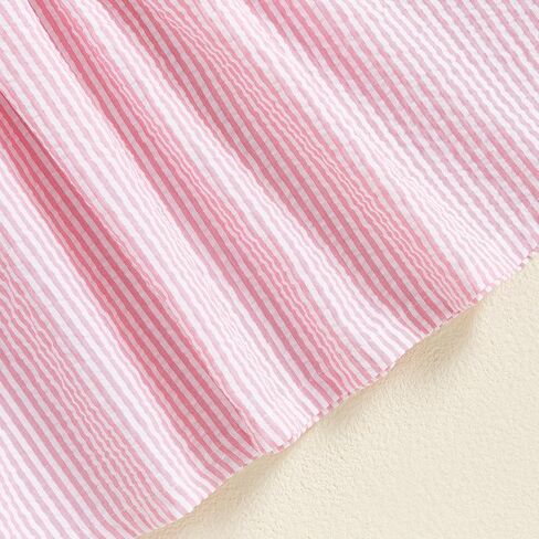 Baby Girl Easter Outfit Rabbit Smocked Romper Onesie Striped Dress | Rabbit Embroidery Short Puff Sleeves Bubble Romper Bunny Bodysuit Jumpsuit Cute Toddler Spring Summer Clothes in Saudi Arabia