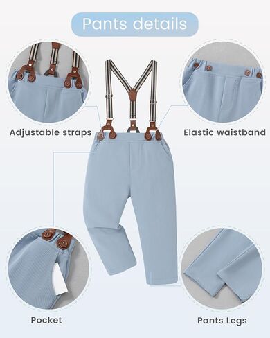 Disaur Toddler Boys شبه الرسمي الزي الرسمي 3pcs مجموعات القميص قصير القميص السراويل التعادل القوس لمدة 1-5 سنوات in Kuwait