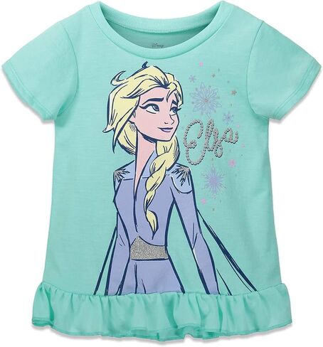 Disney Frozen Moana Princess Tiana Floral Peplum T-Shirt and French Terry Shorts Outfit Set Toddler to Big Kid in Saudi Arabia