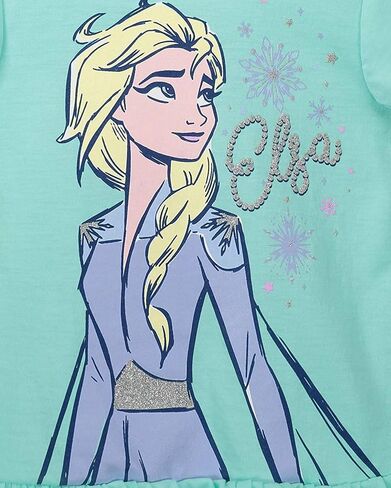 Disney Frozen Moana Princess Tiana Floral Peplum T-Shirt and French Terry Shorts Outfit Set Toddler to Big Kid in Saudi Arabia