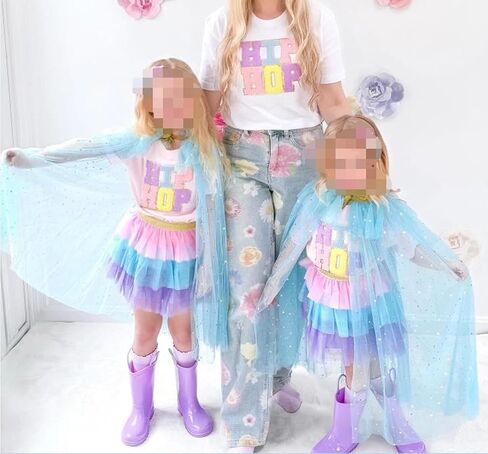 Kids Toddler Baby Girl Easter Outfits Letter Short Sleeve T-Shirt Tops Layered Tulle Tutu Skirt Set Summer Outfit in Saudi Arabia