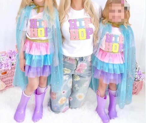 Kids Toddler Baby Girl Easter Outfits Letter Short Sleeve T-Shirt Tops Layered Tulle Tutu Skirt Set Summer Outfit in Saudi Arabia