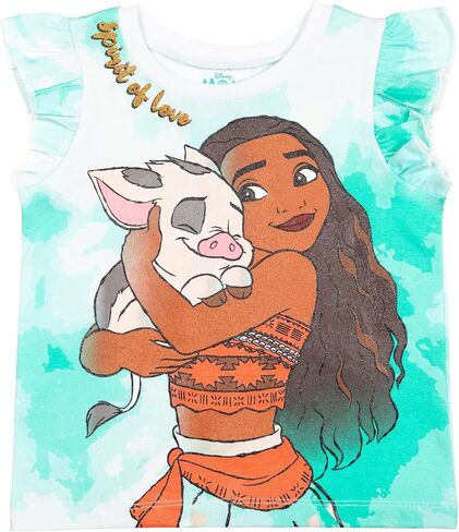 Disney Frozen Moana Princess Tiana Floral Peplum T-Shirt and French Terry Shorts Outfit Set Toddler to Big Kid in Saudi Arabia