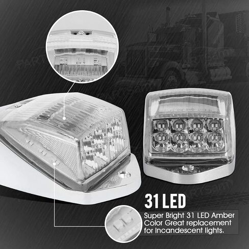 Partsam 31LED Amber Cab Marker Light Waterproof Top Roof Running Cab Lights Compatible with Peterbilt/Kenworth/Freightliner//Western Star/Mack/International/Paccar Trailer Trucks in Saudi Arabia