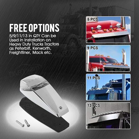 Partsam 31LED Amber Cab Marker Light Waterproof Top Roof Running Cab Lights Compatible with Peterbilt/Kenworth/Freightliner//Western Star/Mack/International/Paccar Trailer Trucks in Saudi Arabia