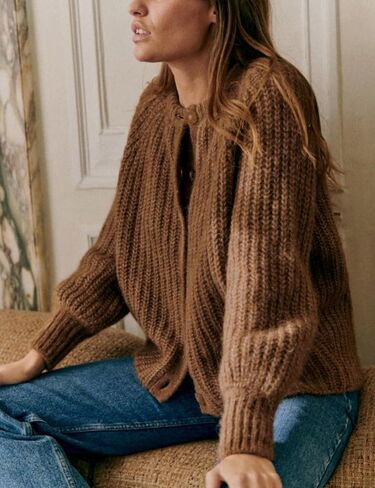 Watashi Women's Casual Long Sleeve Cardigan Round Neck Solid Color Sweater in Saudi Arabia