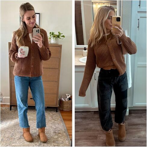 Watashi Women's Casual Long Sleeve Cardigan Round Neck Solid Color Sweater in Saudi Arabia