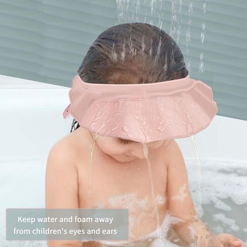 Komidk Baby Kids Shampoo Cap حمام الاستحمام قبعة السيليكون القابل للتعديل غسل الشعر دش حماية الاستحمام قبعة دش للطفل ، طفل ، طفل ، أطفال (وردي) in Kuwait