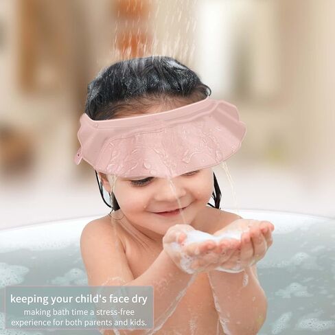 Komidk Baby Kids Shampoo Cap حمام الاستحمام قبعة السيليكون القابل للتعديل غسل الشعر دش حماية الاستحمام قبعة دش للطفل ، طفل ، طفل ، أطفال (وردي) in Kuwait