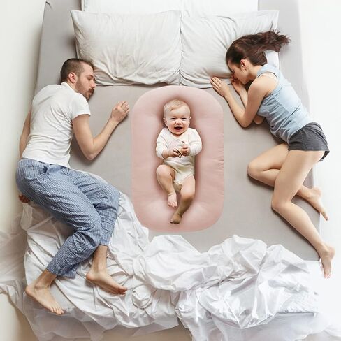 Baby Lounger for Newborn 0-24 Months,Baby Nest Co Sleeping for Baby Bed,Newborn Lounger for Boys & Girls,Pink in Saudi Arabia