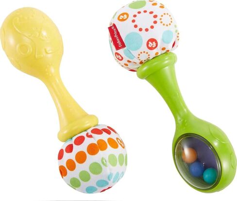 ألعاب Fisher-Price حديثي الولادة حشرجة الموت ‘N Rock Maracas ، 2 آلات موسيقية ناعمة للعب الأطفال التنمويين الذين تتراوح أعمارهم بين 3 أشهر ، وردية وأرجواني in Kuwait
