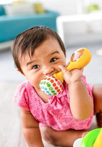 ألعاب Fisher-Price حديثي الولادة حشرجة الموت ‘N Rock Maracas ، 2 آلات موسيقية ناعمة للعب الأطفال التنمويين الذين تتراوح أعمارهم بين 3 أشهر ، وردية وأرجواني in Kuwait