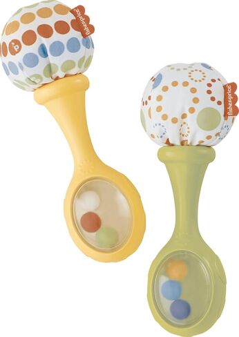 ألعاب Fisher-Price حديثي الولادة حشرجة الموت ‘N Rock Maracas ، 2 آلات موسيقية ناعمة للعب الأطفال التنمويين الذين تتراوح أعمارهم بين 3 أشهر ، وردية وأرجواني in Kuwait