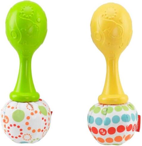 ألعاب Fisher-Price حديثي الولادة حشرجة الموت ‘N Rock Maracas ، 2 آلات موسيقية ناعمة للعب الأطفال التنمويين الذين تتراوح أعمارهم بين 3 أشهر ، وردية وأرجواني in Kuwait