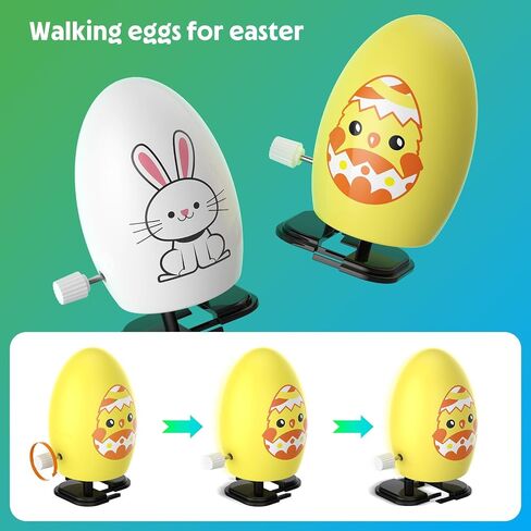 6 Pack Easter Basket Stuffers for Kids Toddler Boys, Easter Eggs Glowing Music Spinning Tops & Wind-Up Walking Eggs, Easter Gifts Easter Toys for Easter Egg fillers Easter Egg Hunt Party Supplies in Saudi Arabia