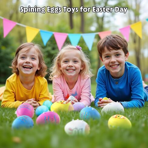 6 Pack Easter Basket Stuffers for Kids Toddler Boys, Easter Eggs Glowing Music Spinning Tops & Wind-Up Walking Eggs, Easter Gifts Easter Toys for Easter Egg fillers Easter Egg Hunt Party Supplies in Saudi Arabia