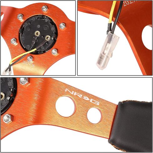 NRG Innovations NRG-RST-006RD Reinforced Steering Wheel - 350mm Sport Steering Wheel (3" Deep) - Red Spoke with Round holes, Black Leather in Saudi Arabia