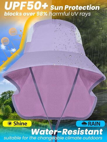 قبعة شمسية للنساء مع غطاء للرقبة، قبعة حماية من الشمس مقاومة للماء للنساء، قبعة واسعة للمشي لمسافات طويلة على شكل ذيل حصان، صيد السمك، البستنة in Kuwait