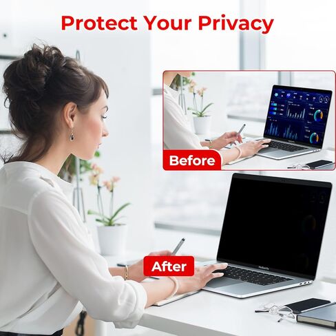 شاشة خصوصية للكمبيوتر المحمول مقاس 13.3 بوصة، وواقي مرشح الضوء الأزرق المضاد للوهج بنسبة 16:10 قابل للإزالة، ودرع الخصوصية لشاشة الكمبيوتر مقاس 13 بوصة للكمبيوتر المحمول in Kuwait