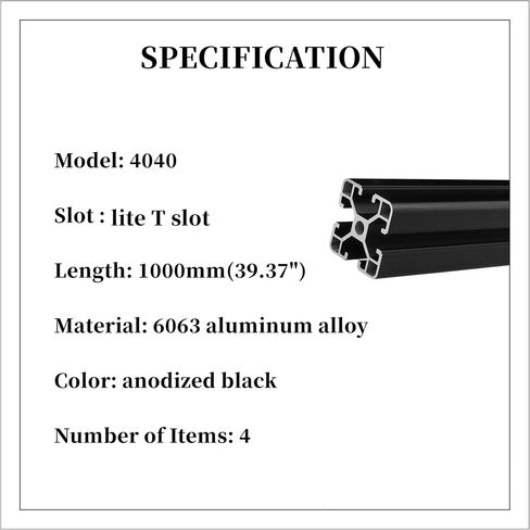 4pcs 4040 V slot Aluminum Extrusion Profile 2000mm 78.74inch European Standard Anodized Extruded Linear Rail Guide Frame for DIY Workbenche Furniture Fitness Equipment Machinery Shelf Black BELLA BAYS in Kuwait