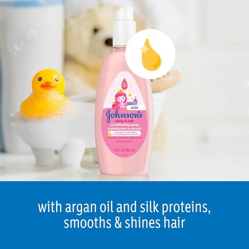 Johnson's Baby Shiny & Soft Tear-Free Conditioning Spray, Paraben- & Sulfate-Free with Argan Oil & Silk Proteins for Toddlers' Hair, Hypoallergenic, 10 fl. oz (Pack of 2) in Saudi Arabia
