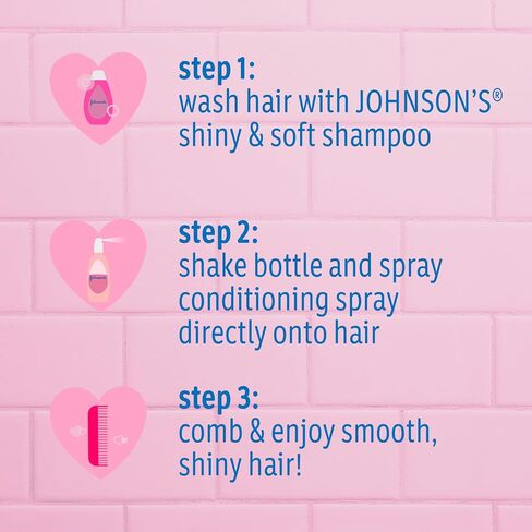 Johnson's Baby Shiny & Soft Tear-Free Conditioning Spray, Paraben- & Sulfate-Free with Argan Oil & Silk Proteins for Toddlers' Hair, Hypoallergenic, 10 fl. oz (Pack of 2) in Saudi Arabia