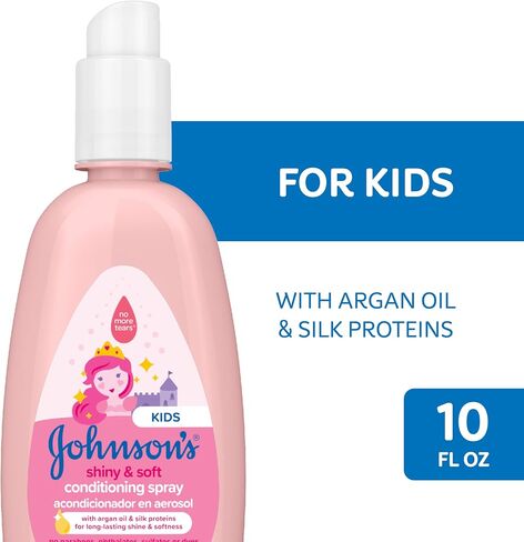 Johnson's Baby Shiny & Soft Tear-Free Conditioning Spray, Paraben- & Sulfate-Free with Argan Oil & Silk Proteins for Toddlers' Hair, Hypoallergenic, 10 fl. oz (Pack of 2) in Saudi Arabia