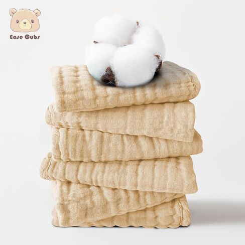 Ease Cubs 12 Pack Muslin Washcloths for Baby - 100% Cotton Baby Wash Cloths for or Baby Face Body Comfy and Soft for Newborn Infants Kids Girls and Boys - 12"x12" - Slate, Grey and Navy Series in Saudi Arabia