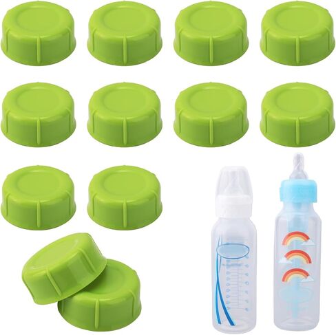 12pcs Travel Bottle Caps for Dr. Brown's & Medela Narrow Bottles, Leak-Proof BPA Free Bottle Caps with Sealing Gasket Bottle Lids Replacement Parts Ideal Bottle Accessories(Green) in Saudi Arabia