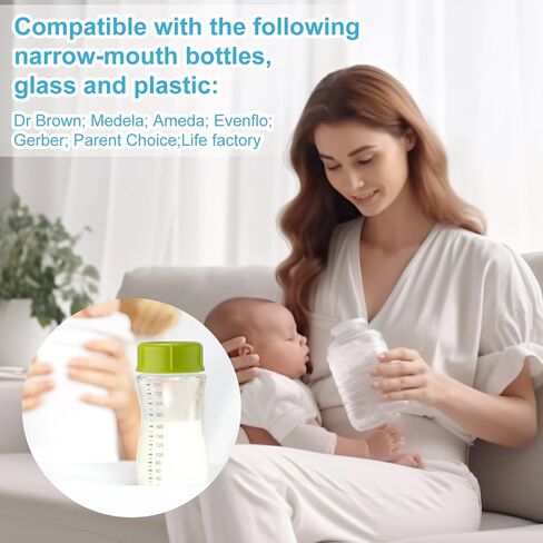 6pcs أبعاد زجاجة طفل ضيقة للدكتور براون وميديلا ، غطاء زجاجة سفر مجاني موثوق به مع إكسسوارات قطع غيار تخزين الحشية (الأخضر) in Kuwait