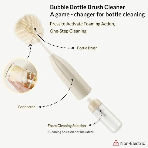 Baby Bottle Brush Kit with Push-Press Bubble and Drying Rack for Bottle Cleaning, Bendable Bottle Cleaner Brush for Baby Bottles, Breast Pumps, Nipples, Straws and More. Perfect for Home&Travel (Pink) in Saudi Arabia