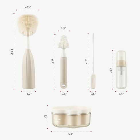 Baby Bottle Brush Kit with Push-Press Bubble and Drying Rack for Bottle Cleaning, Bendable Bottle Cleaner Brush for Baby Bottles, Breast Pumps, Nipples, Straws and More. Perfect for Home&Travel (Pink) in Saudi Arabia