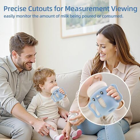 3 Pack Sleeves for Avent Baby Bottle, BPA Free Silicone Sleeves with Handles for Avent Natural Glass Baby Bottles, Anti Breakage Cover for Phillips Glass Avent Bottles (Pink+Blue+Grey, 4 Oz) in Saudi Arabia