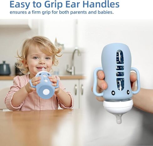 3 Pack Sleeves for Avent Baby Bottle, BPA Free Silicone Sleeves with Handles for Avent Natural Glass Baby Bottles, Anti Breakage Cover for Phillips Glass Avent Bottles (Pink+Blue+Grey, 4 Oz) in Kuwait