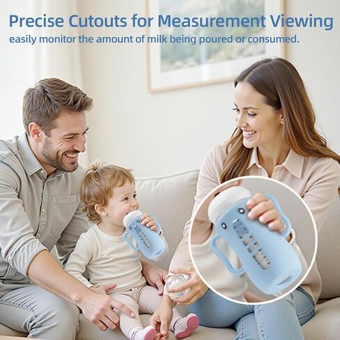 3 Pack Sleeves for Avent Baby Bottle, BPA Free Silicone Sleeves with Handles for Avent Natural Glass Baby Bottles, Anti Breakage Cover for Phillips Glass Avent Bottles (Pink+Blue+Grey, 4 Oz) in Kuwait