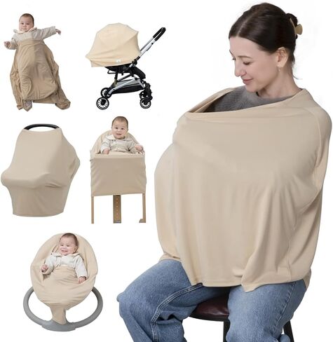 BabbleRoo Nursing Cover Up for Breastfeeding –95% Viscose, Soft & Breathable Baby Essentials | Newborn Essentials Breastfeeding Covers for Nursing, Multi-Use for Car Seat & High Chair – Forest Leaves in Saudi Arabia