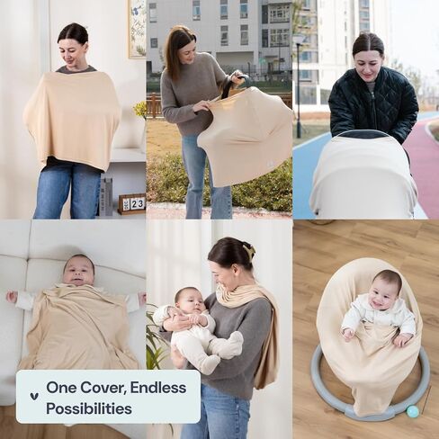 BabbleRoo Nursing Cover Up for Breastfeeding –95% Viscose, Soft & Breathable Baby Essentials | Newborn Essentials Breastfeeding Covers for Nursing, Multi-Use for Car Seat & High Chair – Forest Leaves in Saudi Arabia