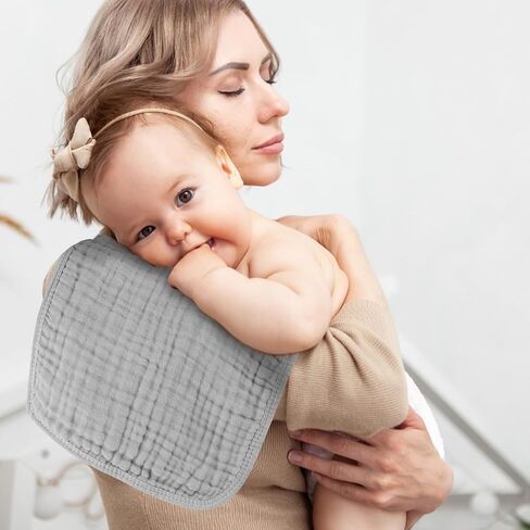 Baby Burp Cloth 100% Cotton Newborn Cotton Muslin Burp Cloth 10x20 inches (Pink & Coffee 5 Pieces) in Kuwait