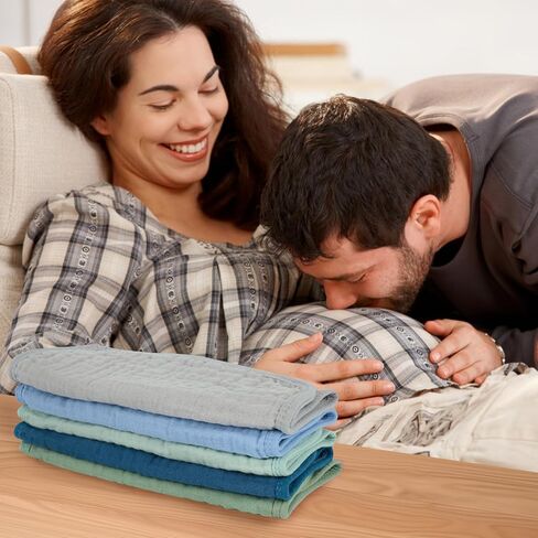 Baby Burp Cloth 100% Cotton Newborn Cotton Muslin Burp Cloth 10x20 inches (Pink & Coffee 5 Pieces) in Kuwait