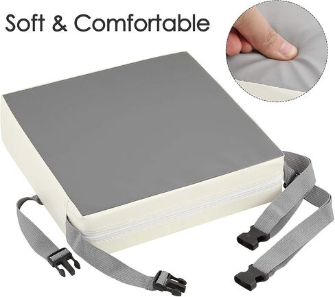 Toddler Booster Seat for Kitchen Chair, Waterproof PU Chair Cushion | Add Comfortable Height for Family Meals, Waterproof Cover Wipes Clean and Dual Straps Help Secure to Chairs at Home or Away in Saudi Arabia