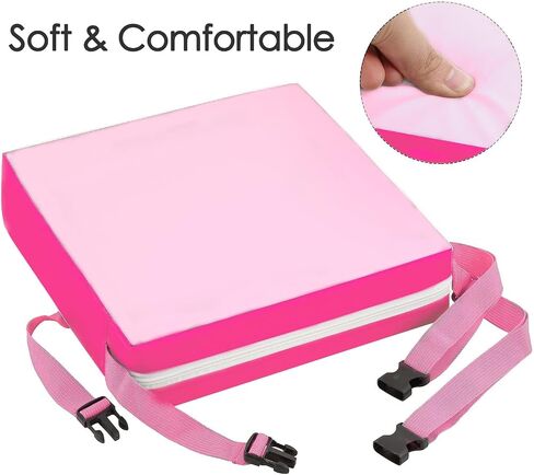 Toddler Booster Seat for Kitchen Chair, Waterproof PU Chair Cushion | Add Comfortable Height for Family Meals, Waterproof Cover Wipes Clean and Dual Straps Help Secure to Chairs at Home or Away in Saudi Arabia