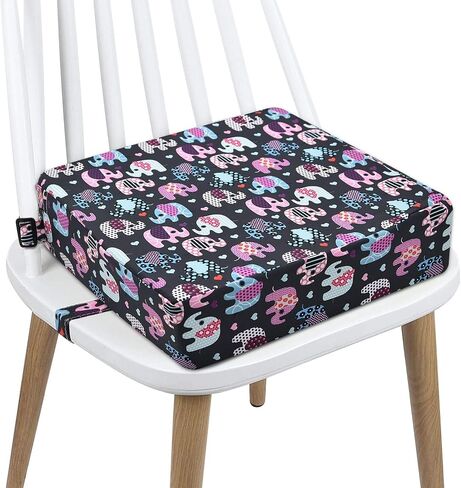 Toddler Booster Seat for Kitchen Chair, Waterproof PU Chair Cushion | Add Comfortable Height for Family Meals, Waterproof Cover Wipes Clean and Dual Straps Help Secure to Chairs at Home or Away in Saudi Arabia