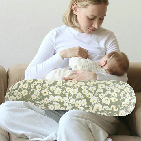 2 Pack Ultra Soft Nursing Pillow Covers for Baby Girl & Boy, Stretchy Boppy Compatible Cover for Breastfeeding Pillows, Easy to Use & Clean (Beige,Wild Floral) in Kuwait