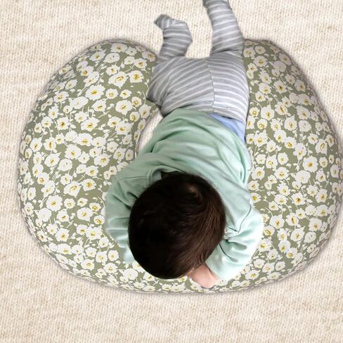 2 Pack Ultra Soft Nursing Pillow Covers for Baby Girl & Boy, Stretchy Boppy Compatible Cover for Breastfeeding Pillows, Easy to Use & Clean (Beige,Wild Floral) in Kuwait