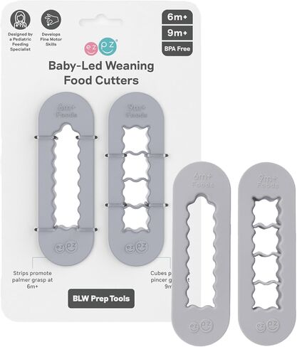 ezpz Baby-Led Weaning Food Cutters (2 pack in Sage) - 6/9 Months + | Food Prep for Infants - Designed by a Pediatric Feeding Specialist in Saudi Arabia