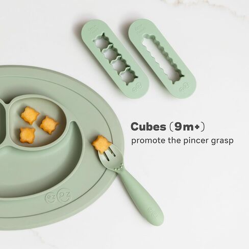 ezpz Baby-Led Weaning Food Cutters (2 pack in Sage) - 6/9 Months + | Food Prep for Infants - Designed by a Pediatric Feeding Specialist in Saudi Arabia